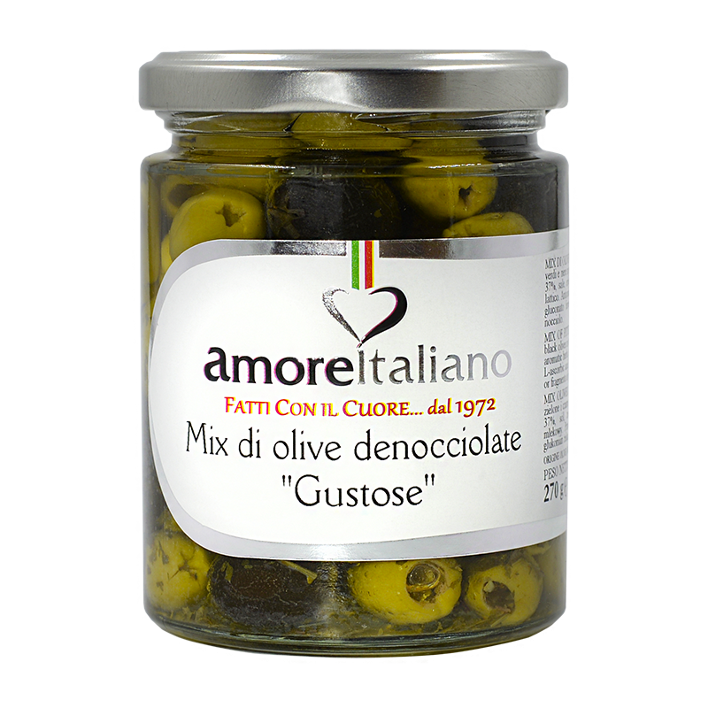 Oliwki mix zielonych i czarnych Gustose Amore Italiano 314ml